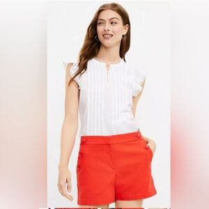 LOFT High Waist orange red Anchor buttons Sailor shorts NWT coastal preppy 10